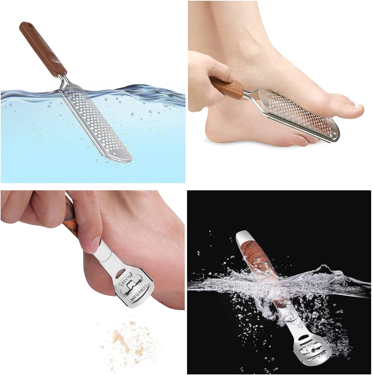 Colossal Foot Rasp & Wood Handle Callus Shaver (10 Replacement & 1 File Foot Heads), Pedicure Foot File Kit, Heel Scraper for Feet, Foot File Callus Remover - Image 4