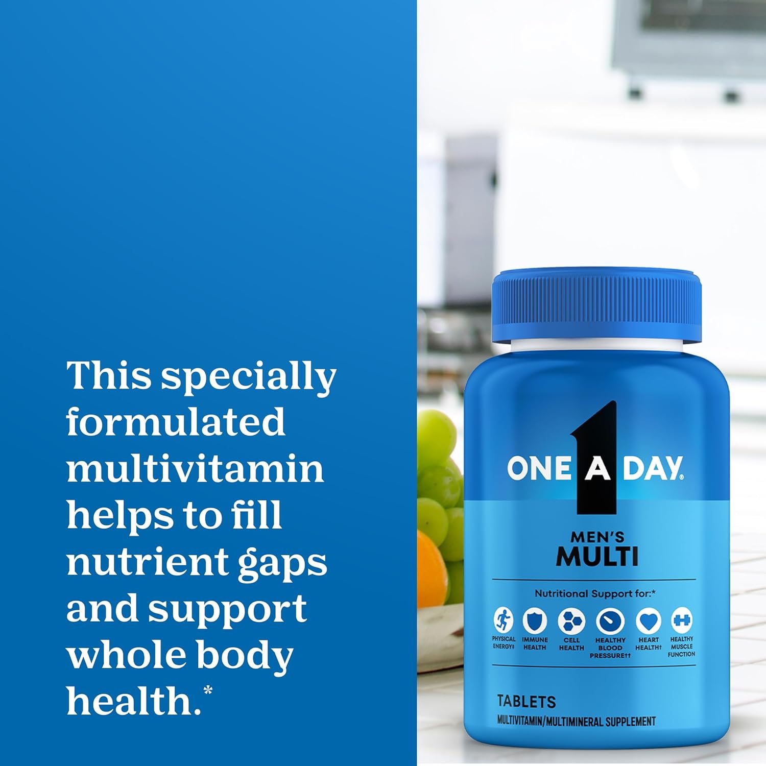 One A Day Multivitamin for Men - Daily Mens Multivitamins with Vitamin D, Zinc, Folic Acid, and B Vitamins, Physical Energy Support, 200 Ct (Packaging May Vary) - Image 3