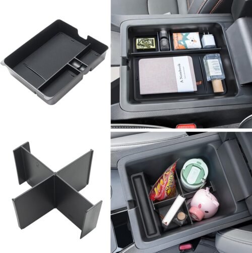 2-Piece Center Console Organizer & Armrest Divider Set for 2023-2025 Honda Pilot, 2024-2026 Passport, 2024-2025 Ridgeline | Custom Fit Durable ABS Plastic Storage Tray - Image 2