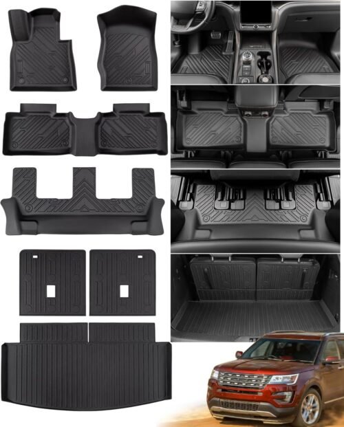 2020-2025 for Ford Explorer Floor Mats & Cargo Liner with Backrest Mat for Bench Seat, for Explorer Accessories Trunk Mats Cargo Mat Back Seat Protector, All Weather Rubber Trunk Liner 7 Seats - Image 2