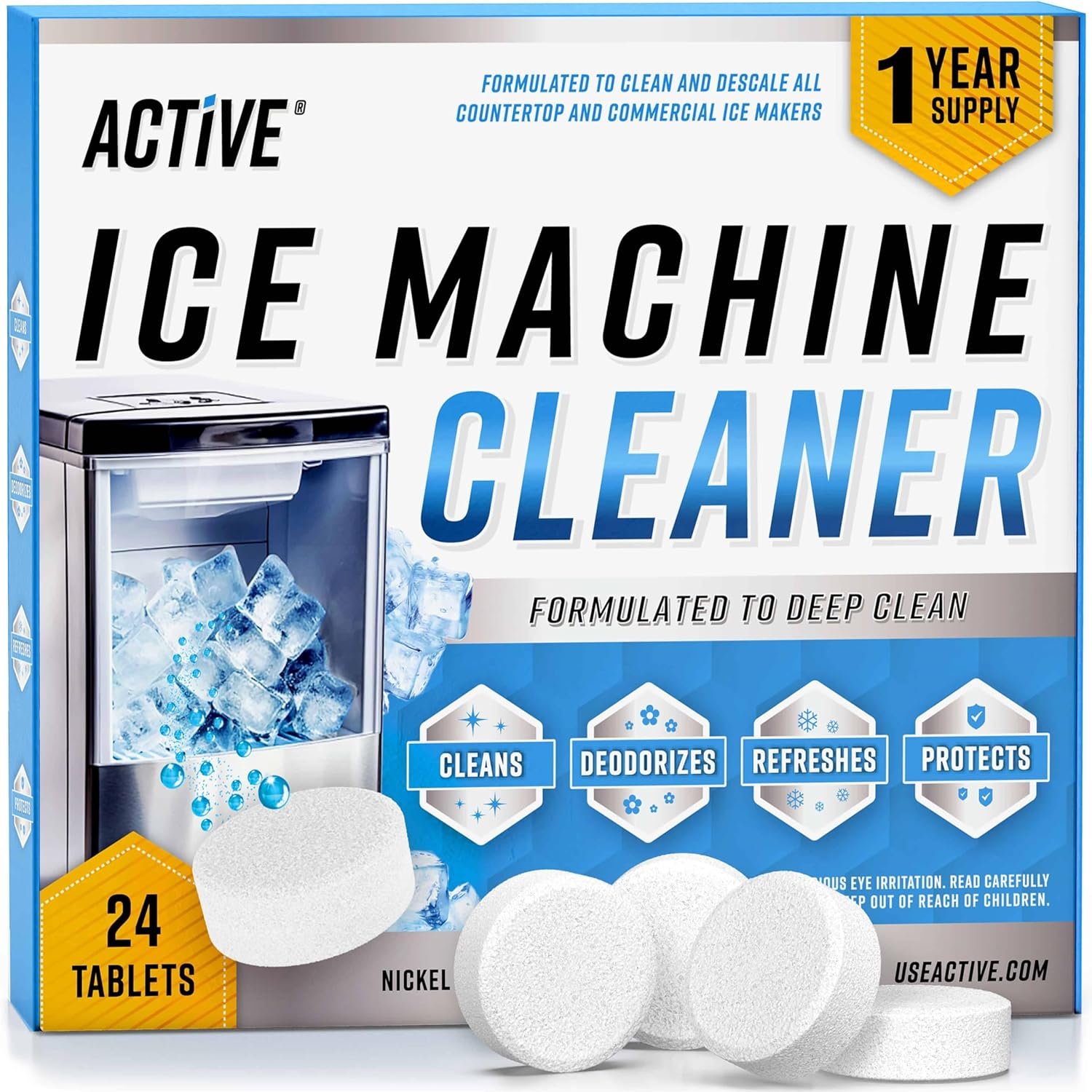 ACTIVE Ice Machine Cleaner Maker Descaler - 24 Clean Tablets Compatible with Frigidaire, Opal, GE Profile, Kitchenaid, Nickel Safe Scale Remover for Countertop, Nugget Ice Makers - Bulk 1 Year Supply - Image 2
