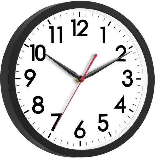 AKCISOT 12 Inch Wall Clock Silent Non-Ticking Modern Wall Clocks Battery Operated - Analog Classic Clock for Office, Home, Bathroom, Kitchen, Bedroom, School, Living Room(Black) - Image 2