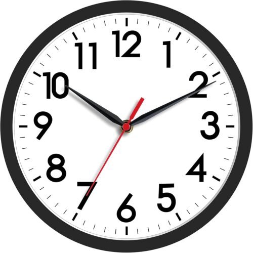 AKCISOT Wall Clock, Modern Small Wall Clocks Battery Operated 8 Inch, Silent Non-Ticking Analog Classic for Office, Home, Bathroom, Kitchen, Bedroom, School(Black) - Image 2