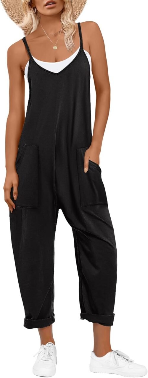 ANRABESS Jumpsuits for Women Casual Summer Overalls Sleeveless Spaghetti Strap Romper Jumpers Trendy Beach Vacation Outfits - Image 2