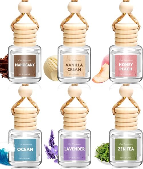 AROIC Car Air Freshener for Women, 6 Pack Air Freshener Diffuser, Hanging Air Fragrance Essential Oil Diffuser, Long Lasting Fragrance Fresheners Scents Accessories Cute Car Interior Unisex - Image 2