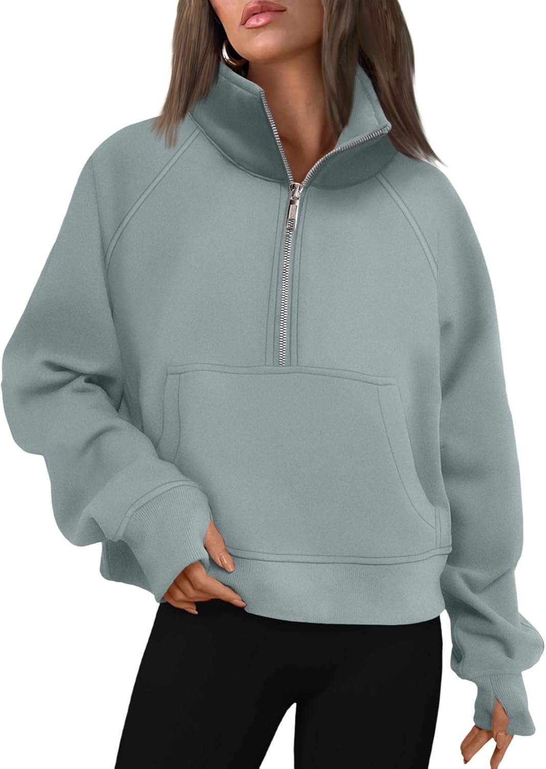 AUTOMET Womens Sweatshirts Half Zip Cropped Pullover Fleece Quarter Zipper Hoodies 2025 Fall Fashion Outfits Clothes - Image 2