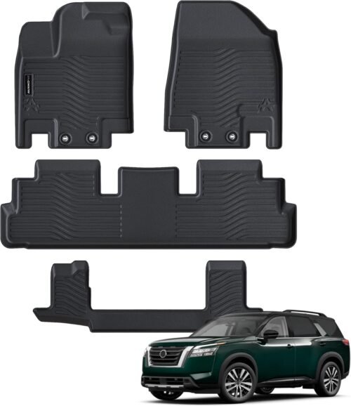 All Weather Floor Mats Fit for Pathfinder 7 Seat 2022 2023 2024 2025 TPE Rubber Liners Set Pathfinder Accessories All Season Guard Odorless Anti-Slip Floor Mats 3 Row - Image 2