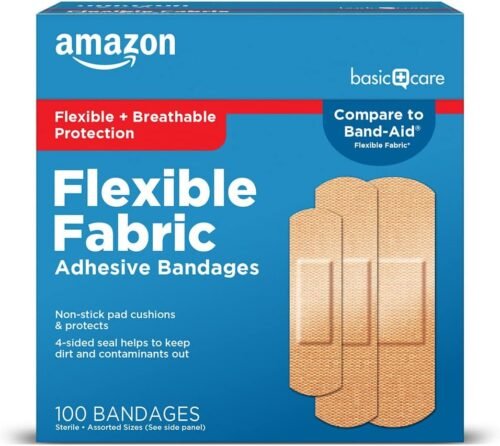 Amazon Basic Care Flexible Fabric Adhesive Bandages, First Aid and Wound Care Supplies, Assorted Sizes, 100 Count - Image 2