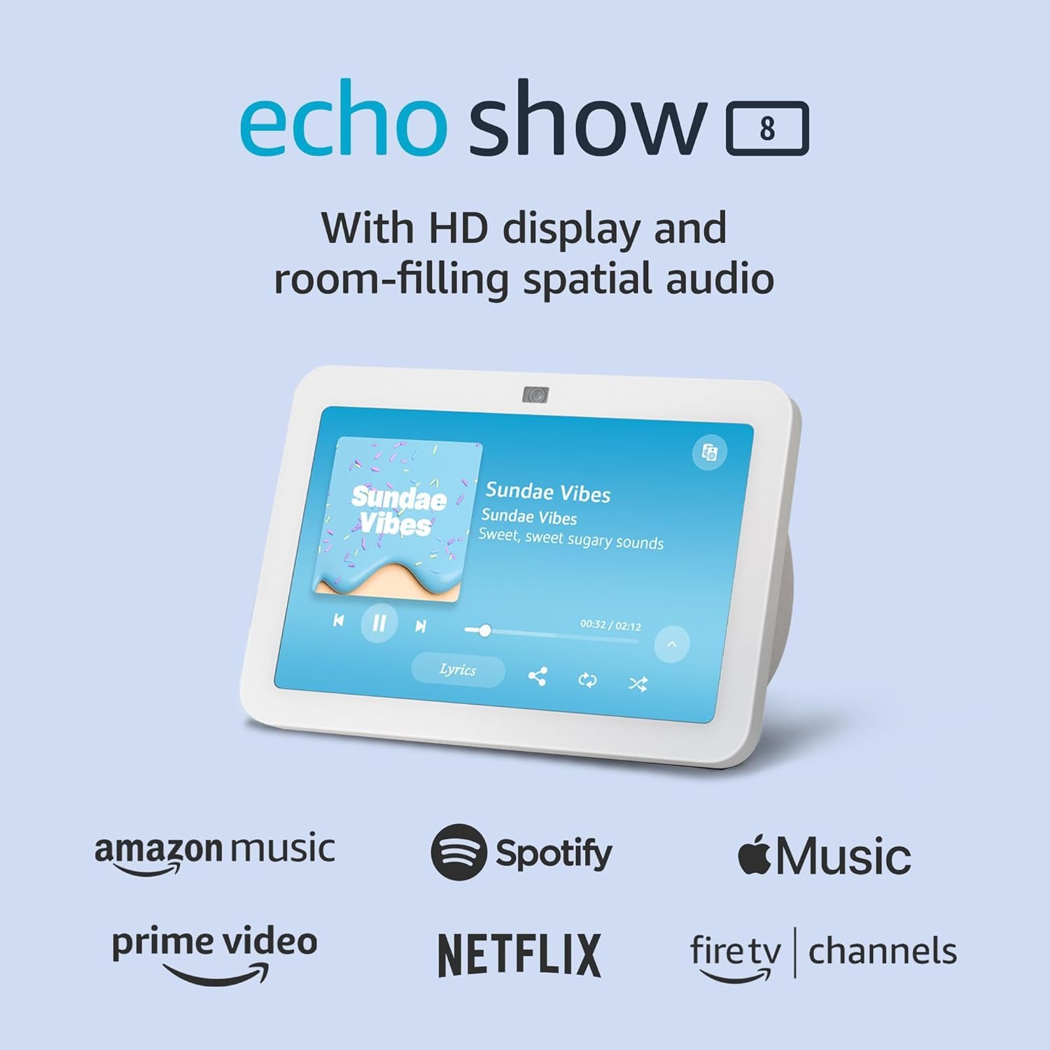 Amazon Echo Show 8 (newest model), With Spatial Audio, Smart Home Hub, and Alexa, Glacier White - Image 2