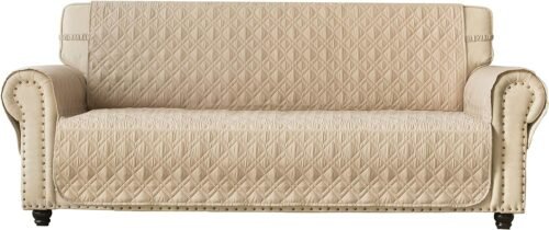 Ameritex Couch Sofa Slipcover 100% Waterproof Nonslip Quilted Furniture Protector for Dogs, Children, Pets, Machine Washable (Beige, 68") - Image 2