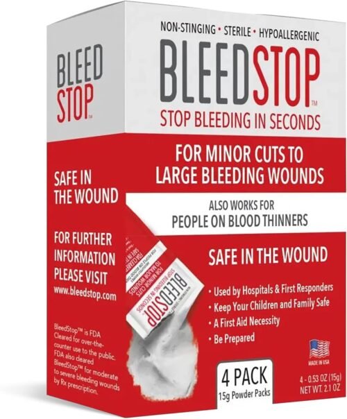 BleedStop™ First Aid Powder for Blood Clotting, Trauma Kit, Blood Thinner Patients, Camping Safety, and Survival Equipment for Moderate to Severe Bleeding Wounds or Nosebleeds - 4 (15g) Pouches - Image 2