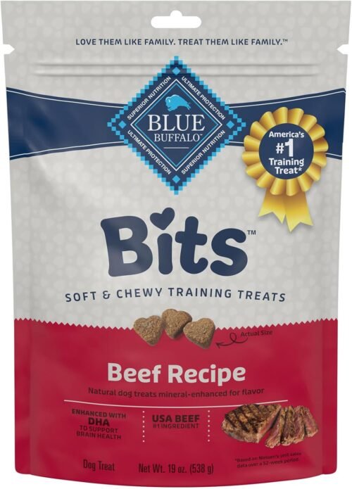 Blue Buffalo Bits Soft Dog Treats for Training, Made With Natural Ingredients & Enhanced with DHA, Beef Recipe, 19-oz Bag - Image 2