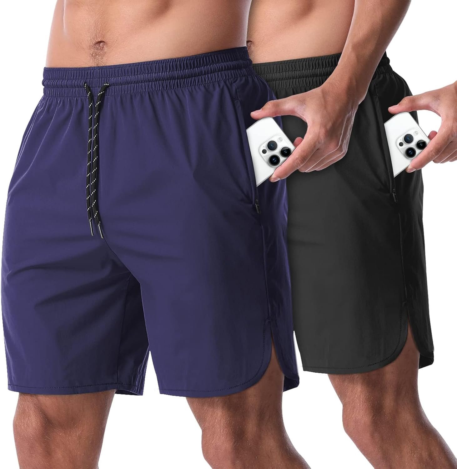 CANGHPGIN 2 Pack Men's Running Athletic Shorts 7'' Quick Dry Sports Gym Shorts with Pockets, Exercise Workout Shorts Men - Image 2