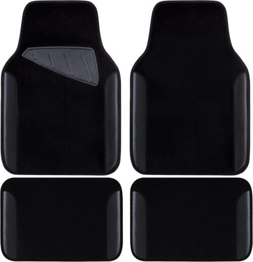 CAR PASS Waterproof Universal Fit Car Floor Mats, Faux Leather Car Carpet Mats, Black Car Mats with Anti-Slip Nibbs Backing & Driver Heel Pad Fit for SUV,Vans,sedans, Trucks,Set of 4pcs(All Black) - Image 2