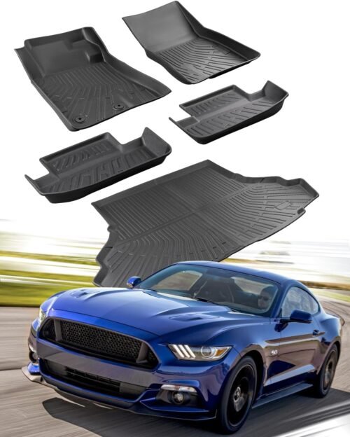 CARxion® for Ford Mustang Floor Mats & Cargo Liner (2015-2024 2025 2026, 5PCS Full Set, Not for Mach-E) - Image 2