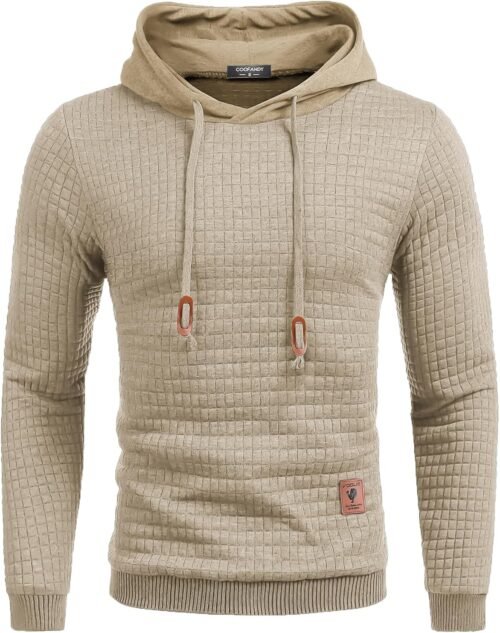 COOFANDY Mens Hooded Sweatshirt Casual Long Sleeve Drawstring Waffle Knit Pullover Hoodies - Image 2