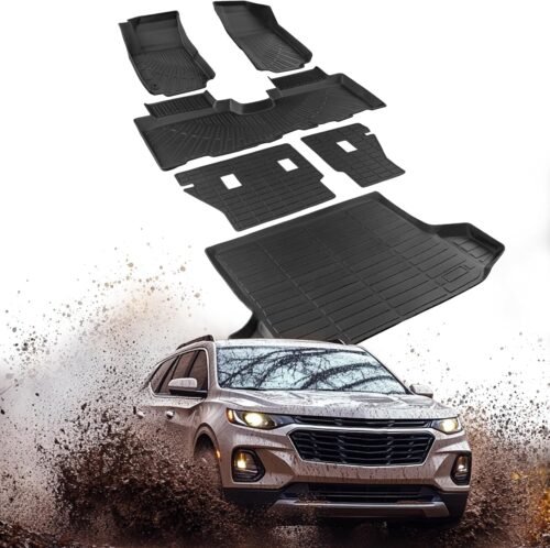 Car Floor Mats for Chevy Equinox & for Gmc Terrain: 2018 2019 2020 2021 2022 2023 2024 All Weather Rear Backrest Mats for Equinox 18-24 Rubber Black Trunk Liner Accessories for Terrain TPE Mats(6PCS) - Image 2