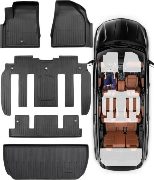 Car Floor Mats for Traverse Enclave: 2009-2017(Only with 2nd Row Bucket Seats) Cargo Trunk Liner, All Weather Rubber Accessories Tapetes Para Custom Fit for Chevy Traverse for Buick Enclave SUV Carpet - Image 2