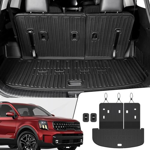Cargo Mat with Backrest Mats for 2020-2025 Kia Telluride 7/8 Passenger Car Mats Accessories, All Weather TPE Interior Protectors Cargo Liner Trunk Mat(Cargo Mat with Backrest Mats) - Image 2