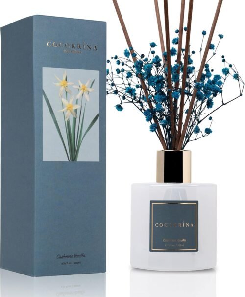 Cocorrína Premium Reed Diffuser Set with Preserved Baby's Breath & Cotton Stick Cashmere Vanilla | 6.7 fl oz Scent Fragrance Oil Diffuser for Bedroom Bathroom Home Décor - Image 2