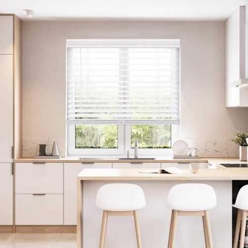DEZ FURNISHINGS Cordless 2" Faux Wood Blind, 70" W x 72" H, White - Image 2