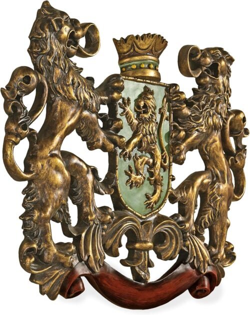 Design Toscano Heraldic Royal Lions Coat of Arms Wall Sculpture, 30 Inch, Full Color - Image 2