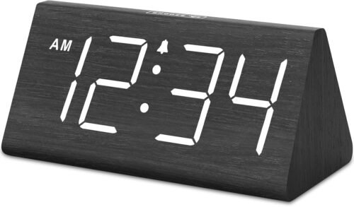 DreamSky Wooden Digital Alarm Clocks for Bedrooms - Electric Desk Clock with Large Numbers, USB Port, Loud Alarm for Heavy Sleepers, Adjustable Volume, Dimmer, DST, Wood Décor Gifts, Adapter Powered - Image 2
