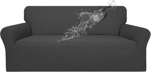Easy-Going 100% Waterproof Couch Cover, Dual Sofa Stretch Jacquard Slipcover, Leakproof Furniture Protector for Kids, Pets, Dog and Cat (Sofa, Dark Gray) - Image 2
