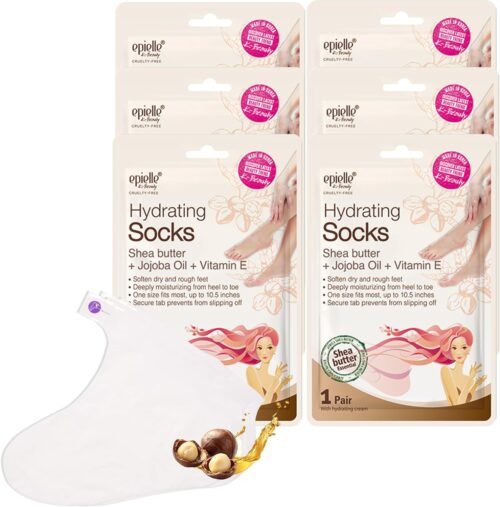 Epielle Hydrating Foot Masks 6 Pairs, Deep Moisturizing Socks for Dry Feet & Cracked Heels, Relieve and Soften with Shea Butter & Jojoba Oil, Korean Skin Care, Spa Set, Self Care Gifts for Women - Image 2