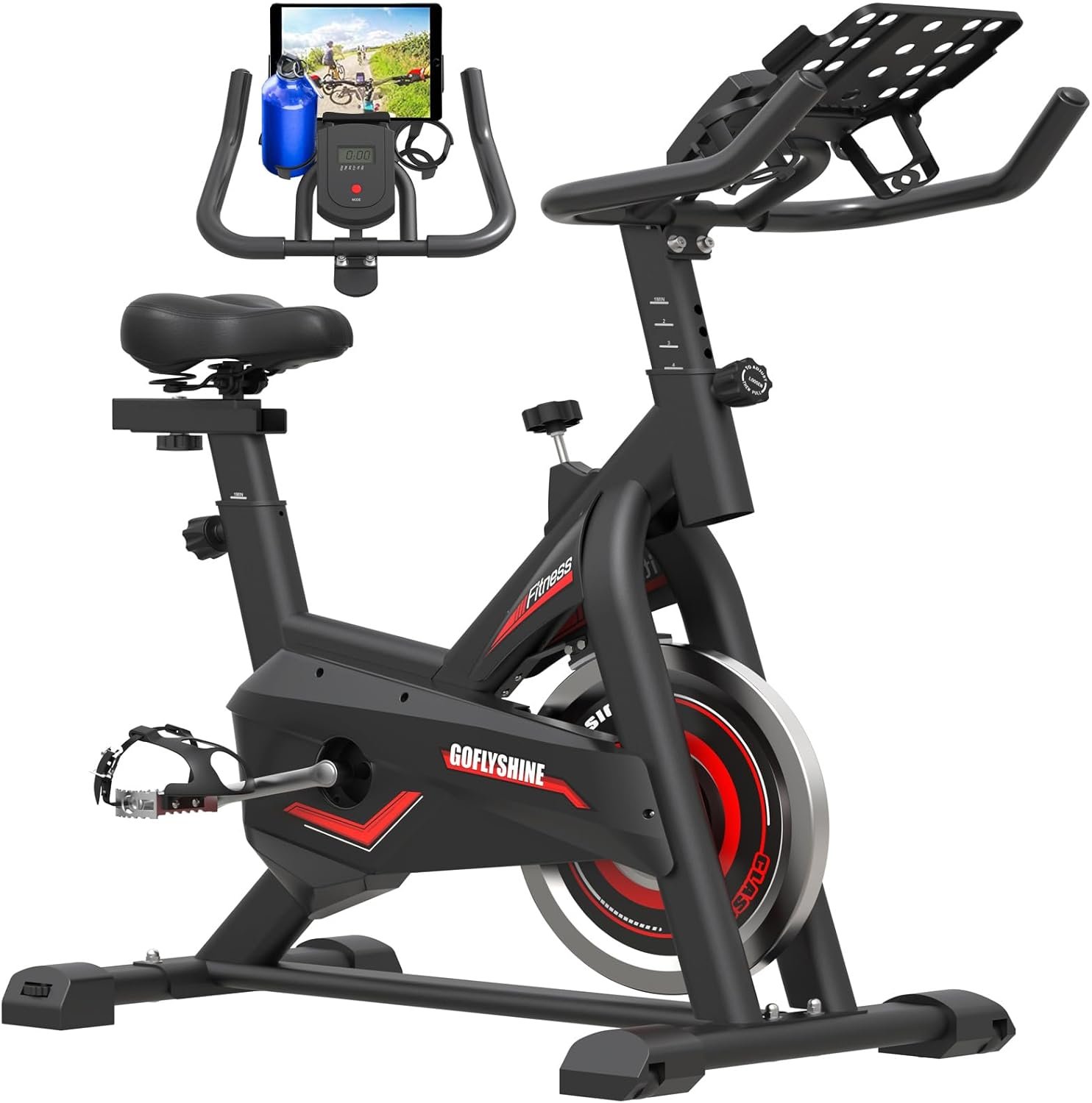 Exercise Bikes Stationary,Exercise Bike for Home Indoor Cycling Bike for Home Cardio Gym,Workout Bike with Ipad Mount & LCD Monitor,Silent Belt Drive - Image 2