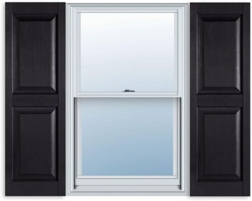 Exterior Solutions Standard Raised Panel Exterior Vinyl Shutters, Black (Pair), 15 Inch x 55 Inch - Image 2