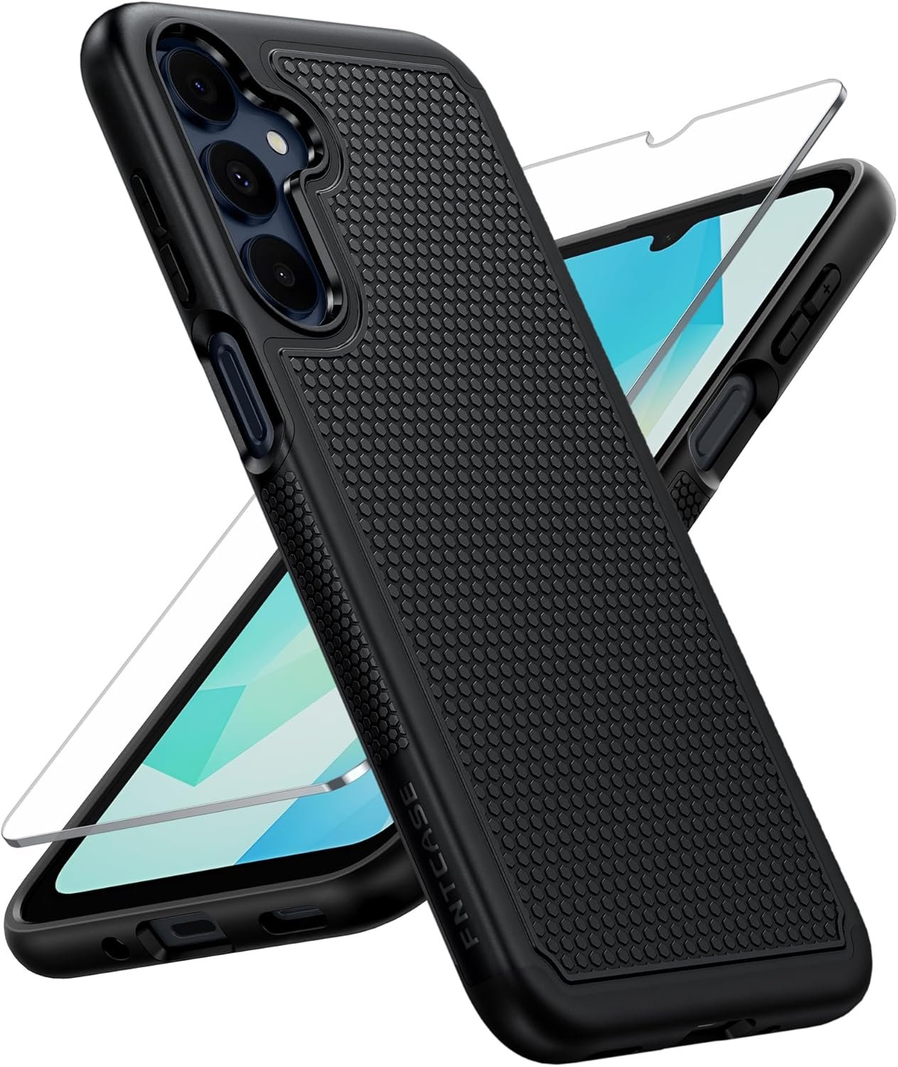 FNTCASE for Samsung Galaxy A16-5G Case: Dual Layer Protective Heavy Duty Cell Phone Cover with Non Slip Textured Back - Shockproof Rugged Military Grade Drop Protection Bumper Tough Black - Image 2