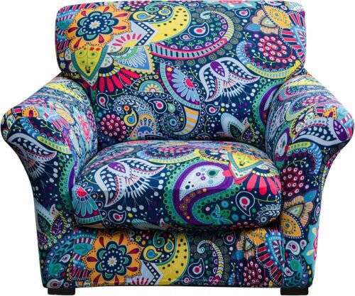 FORCHEER Armchair Slipcovers 2 Piece Printed Sofa Couch Covers with 1 Separate Cushion Couch Covers Washable Bohemia Style Sofa Slipcover with Elastic Bottom for Living Room (Armchair, Styles 1) - Image 2