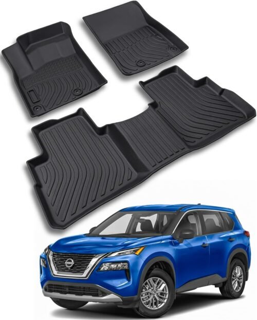 Floor Mats Custom-Fit for Nissan Rogue 2021-2026 | All-Weather Car TPE Mat Set | Front Rear Floor Liners | Automotive Interior Accessories for Protection Not for Sport Models - Image 2