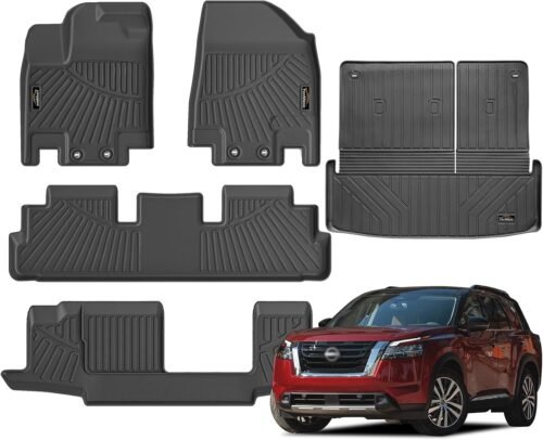 Floor Mats Custom for Nissan Pathfinder 2022-2024 2025 7&8 Seats Trunk Mat with Backrest Mat All Weather TPE Rubber Cargo Liner Full Set for Pathfinder Accessories (Trunk Mat+Backrest Mats+Floor Mats) - Image 2