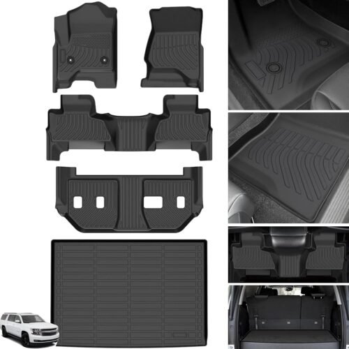 Floor Mats for 2015-2020 Chevrolet Suburban&for GMC Yukon XL (with 2nd Row Bench),Custom Fit TPE All Weather Protection Floor Liners Full Accessories for Chevy Suburban Floor Mats,Non-Slip Cargo Liner - Image 2