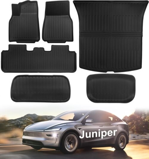 Floor Mats for New 2025-2026 Tesla Model Y Juniper, Set of 6 All Weather Thicken TPE Floor Mats Waterproof Anti-Slip Front & Rear Trunk Mats Liners, Custom Fit for Tesla Model Y Accessories - Image 2