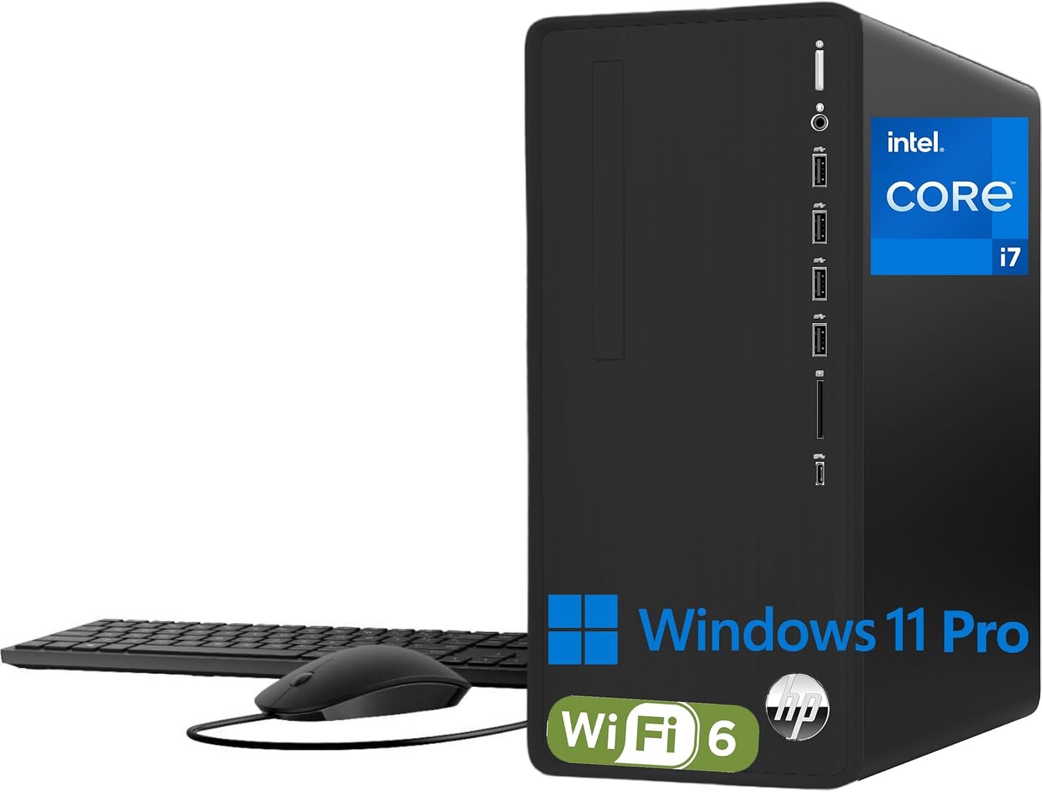 HP Pavilion Tower Desktop Computer, Intel 8-Core i7-10700F up to 4.8GHz, 32GB DDR4 RAM, 1TB PCIe SSD, GeForce GT 610 2GB, WiFi 6, Bluetooth, RJ-45, Type-C, KB & Mouse, Black, Windows 11 Pro, Tichang - Image 2
