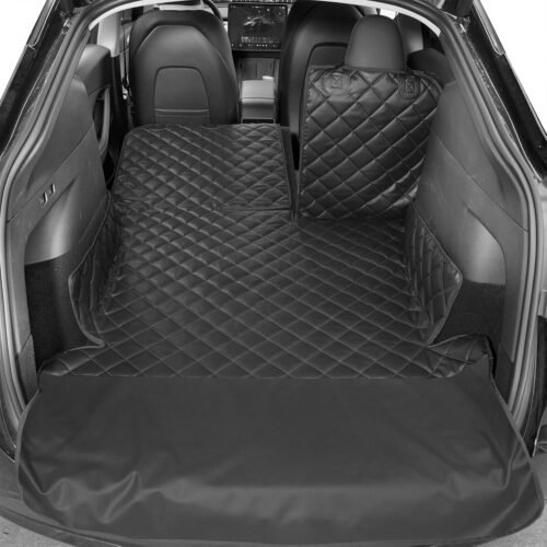 Heavy-Duty Leather SUV Cargo Liner for Fold Down Split Seats, Armrest Pass-Through Compatible, Pet-Friendly, Ideal for Dogs - Image 2