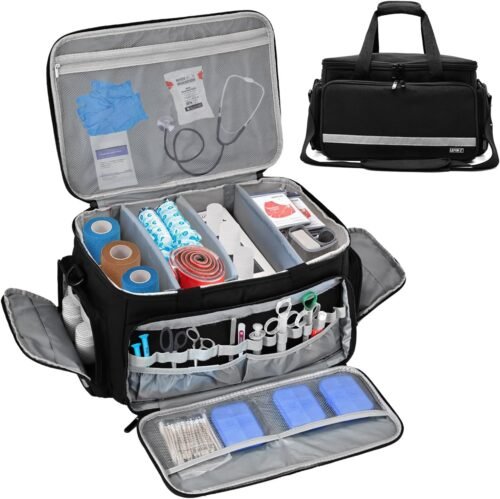Home Health Nurse Bag Medical Bag Empty First Aid Storage with Detachable Divider Medical Supplies Bag for Nursing Student,Therapist,Doctors - Image 2
