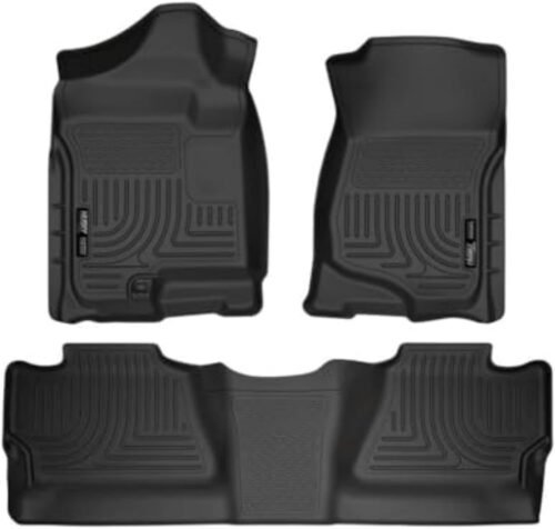 Husky Liners Weatherbeater Floor Mats | Fits 2007 - 2013 Chevrolet Silverado & GMC Sierra 1500; 2007-2014 Silverado/Sierra 2500/3500 Crew Cab (Footwell Coverage) | Front & 2nd Row, 3-pc Black - 98201 - Image 2