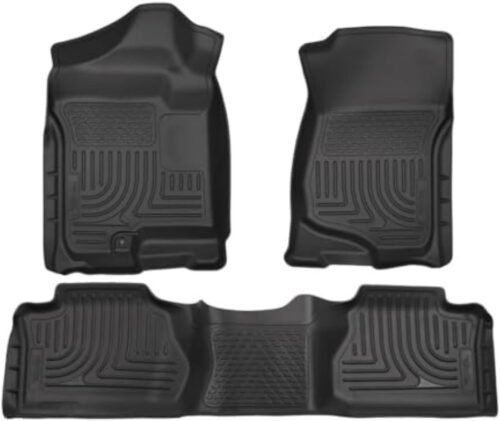 Husky Liners Weatherbeater Floor Mats | Fits 2007-2013 Chevrolet Silverado & GMC Sierra 1500, 2500, 3500 Extended CAB ONLY (Footwell Coverage) | Front & 2nd Row, 3-pc Black - 98211 - Image 2