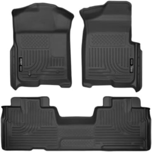Husky Liners Weatherbeater Floor Mats | Fits 2009-2014 Ford F-150 SUPERCAB ONLY w/Out Manual Shifter (Footwell Coverage) | Front & 2nd Row, 3-pc Black - 98341 - Image 2