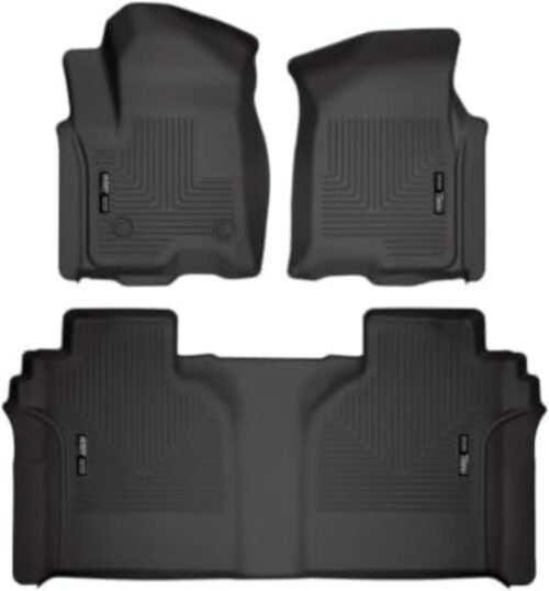 Husky Liners Weatherbeater Floor Mats | Fits 2019 - 2025 Chevrolet Silverado & GMC Sierra 1500; 2020-2025 Silv./Sierra 2500/3500 Crew Cab w/Carpet & Underseat Stg | Front & 2nd Row, 3-pc Black - 94021 - Image 2