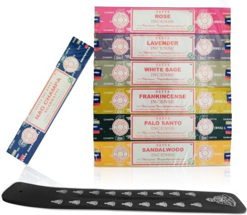 Incense Holder Bundled with Satya Sai Baba Incense Gift Set Nag Champa, White Sage, Lavender, Rose, Palo Santo, Frankincense, Sandalwood 15gms - Image 2