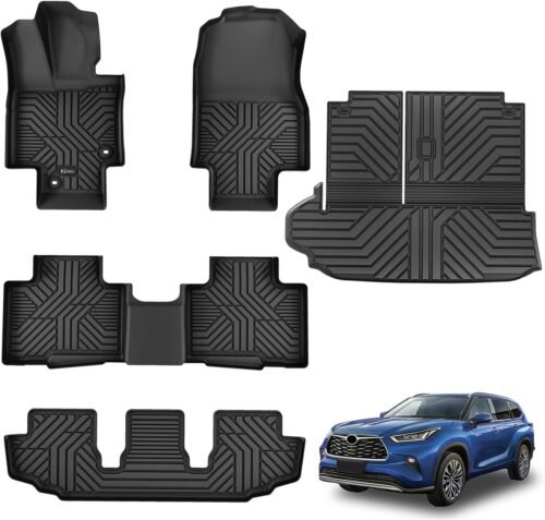KARPAL Floor Mats fit Toyota Highlander 2020-2024 2025 7-Seater, All Weather Custom Fit TPE Floor Liners, 1st 2nd Row & Cargo Mat Back Seat Cover Protector Full Sets (5 PCS) - Image 2