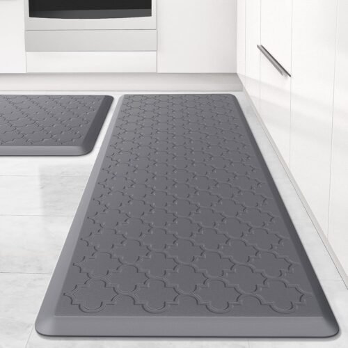 Kitchen Mat [2 PCS] Cushioned Anti-Fatigue Floor Mat, Waterproof Non-Skid Ergonomic Comfort Foam Rugs, Standing Mat for Kitchen, Floor,Office, Sink, Laundry(Grey) - Image 2