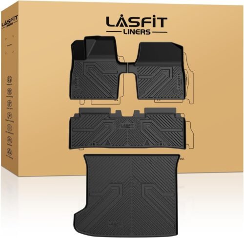 LASFIT Floor Mats & Cargo Mat Fits for KIA EV6 2024 2023 2022(Not for Manual 1st Row), All Weather TPE Custom Fit Floor Liners for 1st and 2nd Row Car Mats & Trunk Liner for Kia EV6 Accessories, Black - Image 2