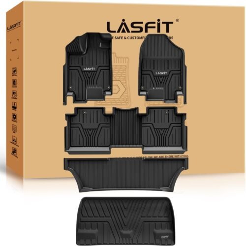 LASFIT Floor Mats & Trunk Mat for Honda Odyssey 2026 2025 2024 2023 2022 2021 2020 2019 2018 Mini Passenger Van, All Weather TPE Car Floor Liners-1st & 2nd & 3rd Row & Cargo Mat Full Set - Image 2
