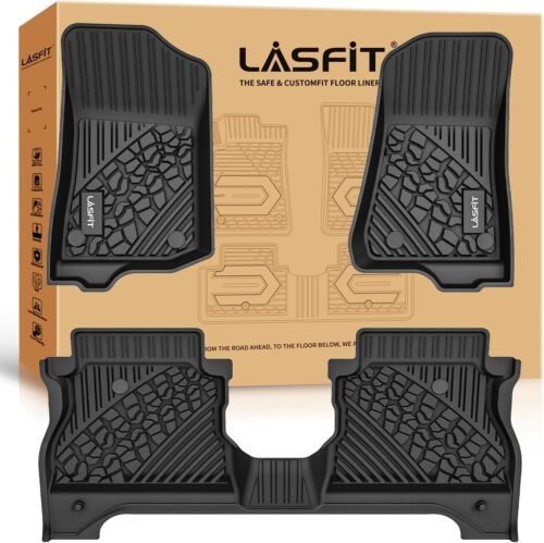 LASFIT Floor Mats for Jeep Gladiator JT 2020-2024 2025 All Weather TPE Custom Fit Pickup Truck Mats Floor Liners 1st & 2nd Row, Black - Image 2